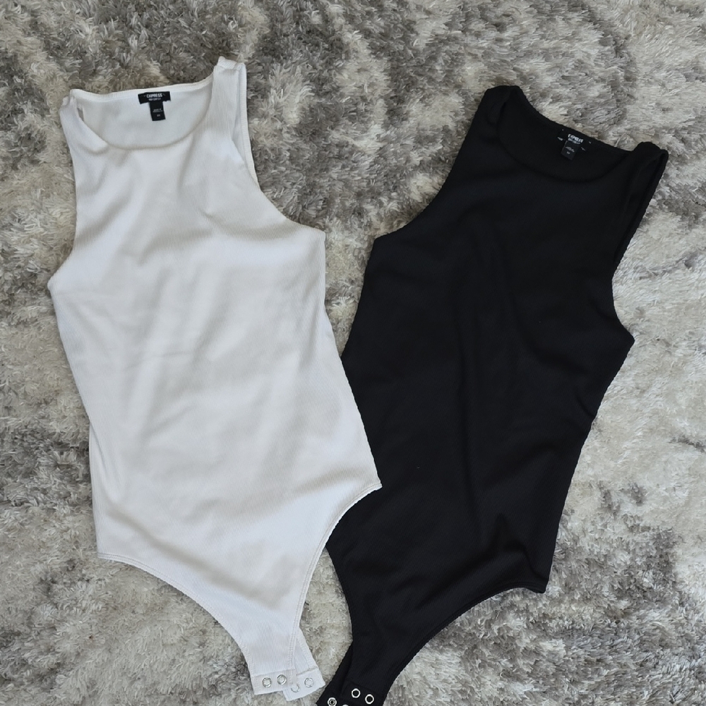 Express Ribbed Body Contour Bodysuits, Set Of 2